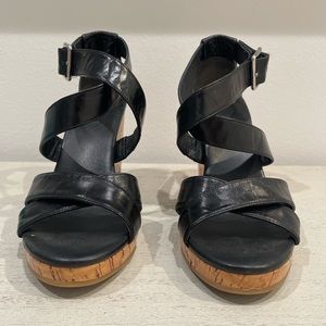 Cole Haan Black Strappy Wedge Sandal
